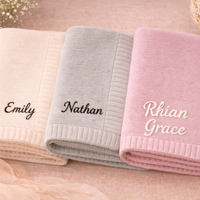 Thumbnail for Personalized Baby Blanket – Blødt & unikt – Personligt broderet tæppe i bomuld