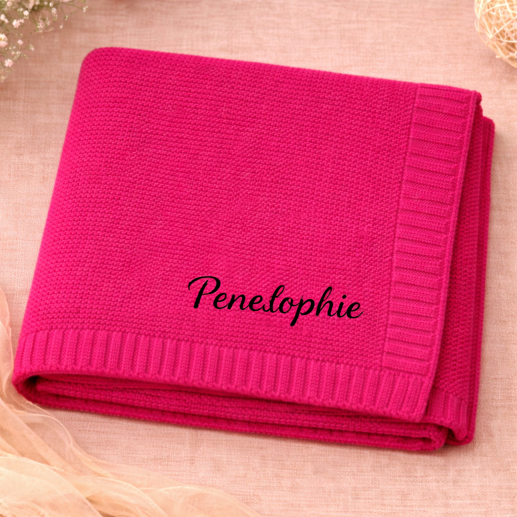 Personalized Baby Blanket – Blødt & unikt – Personligt broderet tæppe i bomuld