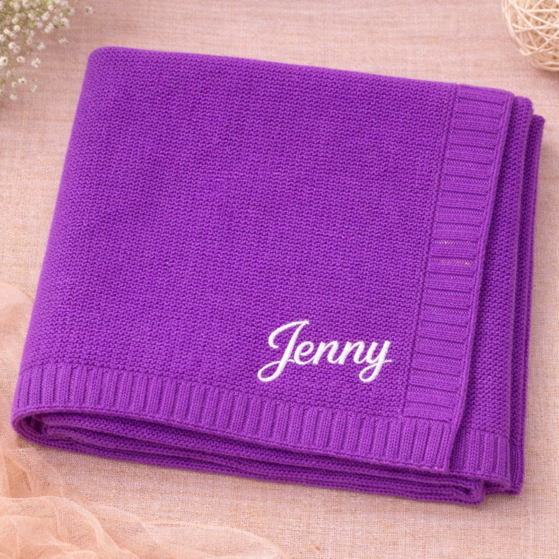 Personalized Baby Blanket – Blødt & unikt – Personligt broderet tæppe i bomuld