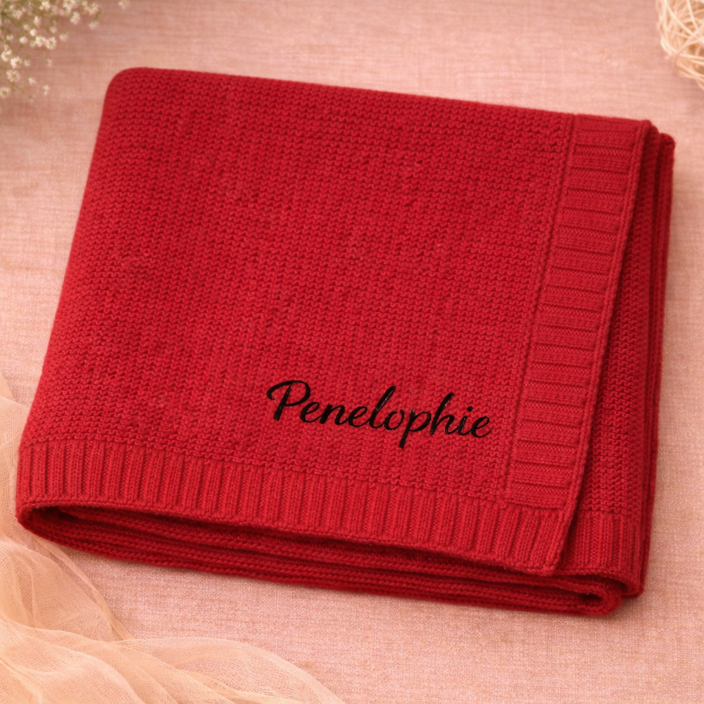 Personalized Baby Blanket – Blødt & unikt – Personligt broderet tæppe i bomuld