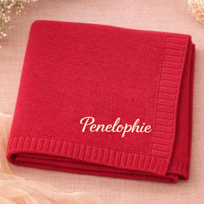 Personalized Baby Blanket – Blødt & unikt – Personligt broderet tæppe i bomuld