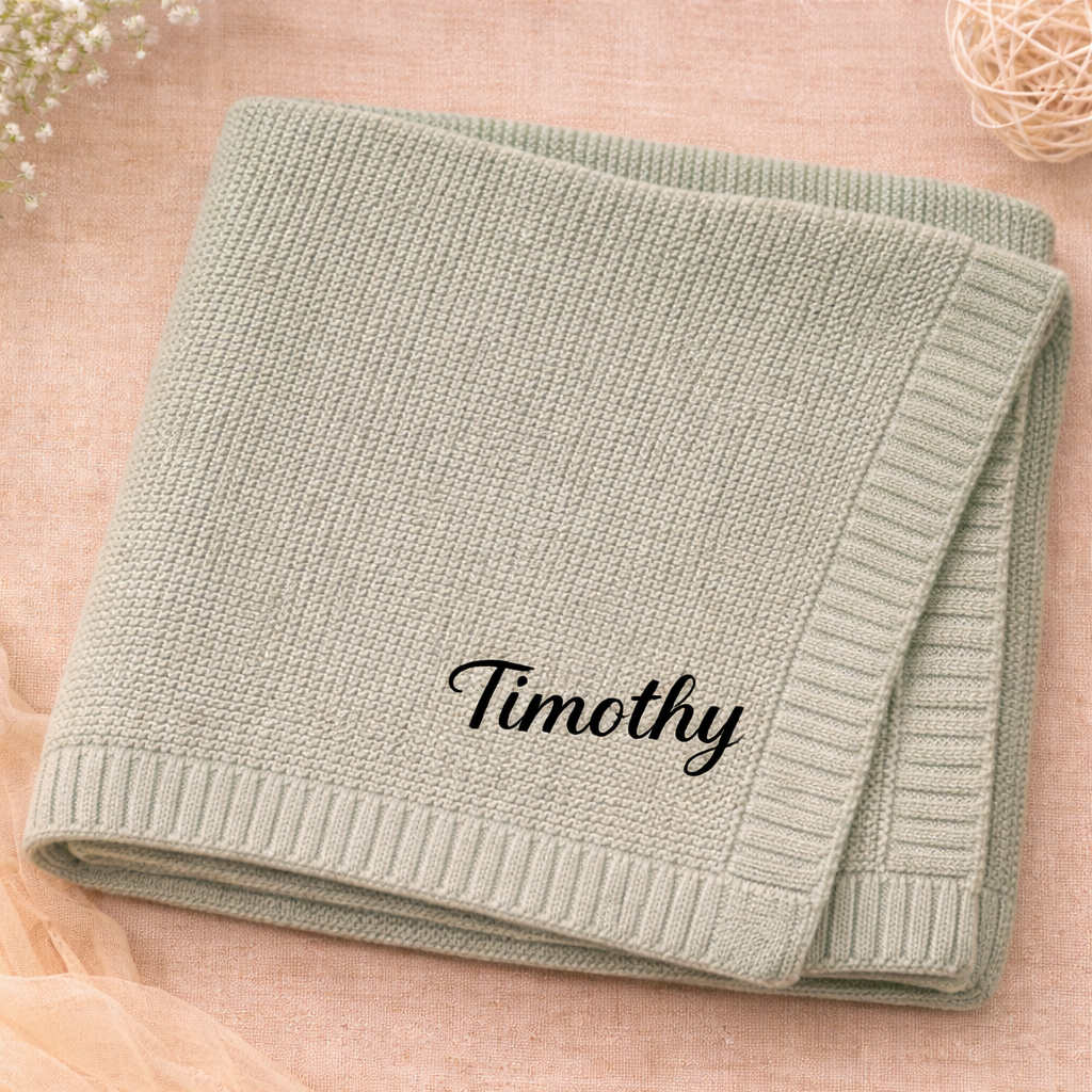 Personalized Baby Blanket – Blødt & unikt – Personligt broderet tæppe i bomuld