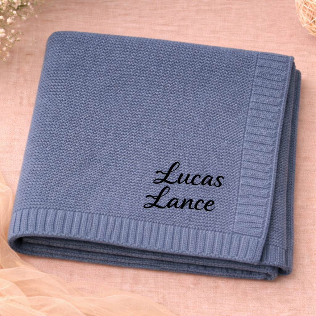 Personalized Baby Blanket – Blødt & unikt – Personligt broderet tæppe i bomuld