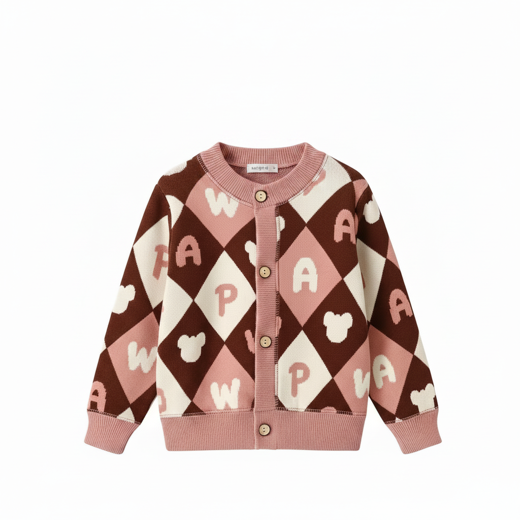 CozyCardi – Blød & Varm – Strikket Cardigan med Søde Prints
