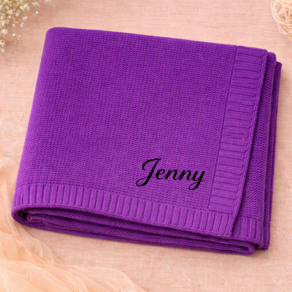 Personalized Baby Blanket – Blødt & unikt – Personligt broderet tæppe i bomuld
