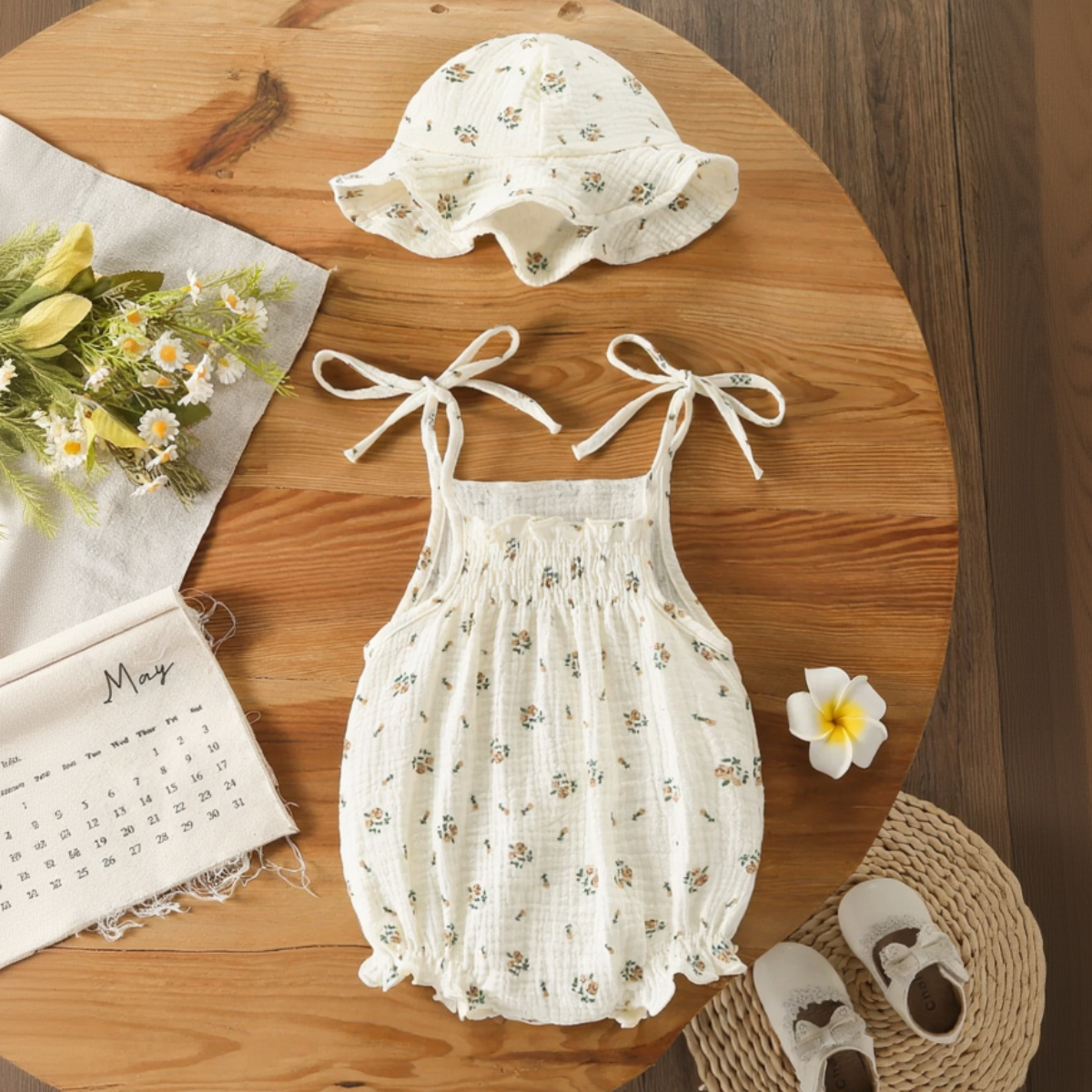 LittleBlossom – Sommerlig komfort og stil – Baby-bodysuit med hue