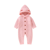 Thumbnail for SoftKnit –Varm og sød – strikket baby-jumpsuit med hætte