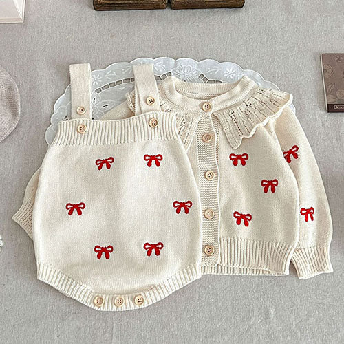 Mini Fashion™ - Sødt look - Strikket Tøjsæt