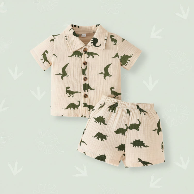 Dinosaur & Car Print Outfit – Cool & legesygt – sommer-tøjssæt