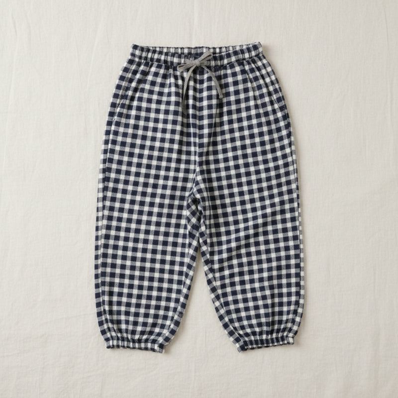 Plaid Cotton Pants – Luftig og åndbar – afslappede bukser i ballon-/harem-stil