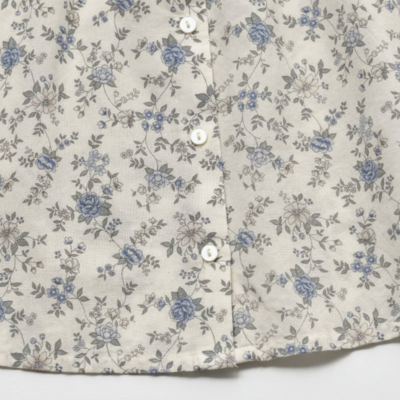 Vine Print Blouse – Let og sød – Børnebluse med pufærmer