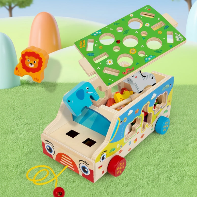 Montessori Animal Matching Toy – Lærerigt & interaktivt – Puslespil med legevogn