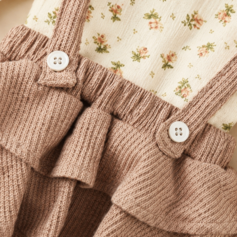 SweetPea – Babypige-outfit med flæser og blomsterprint
