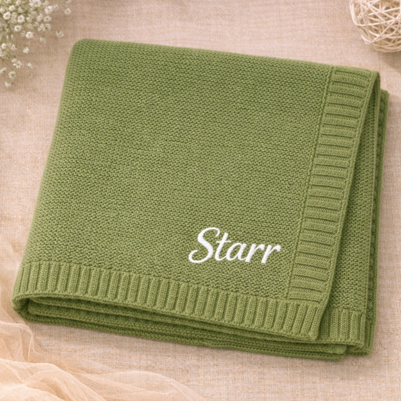 Personalized Baby Blanket – Blødt & unikt – Personligt broderet tæppe i bomuld