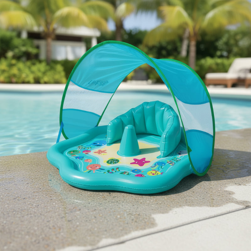 SplashPlay – Sikkert og sjovt – Babybassin med solsejl