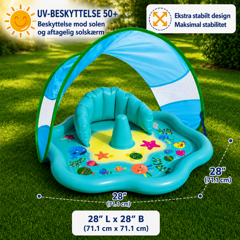SplashPlay – Sikkert og sjovt – Babybassin med solsejl