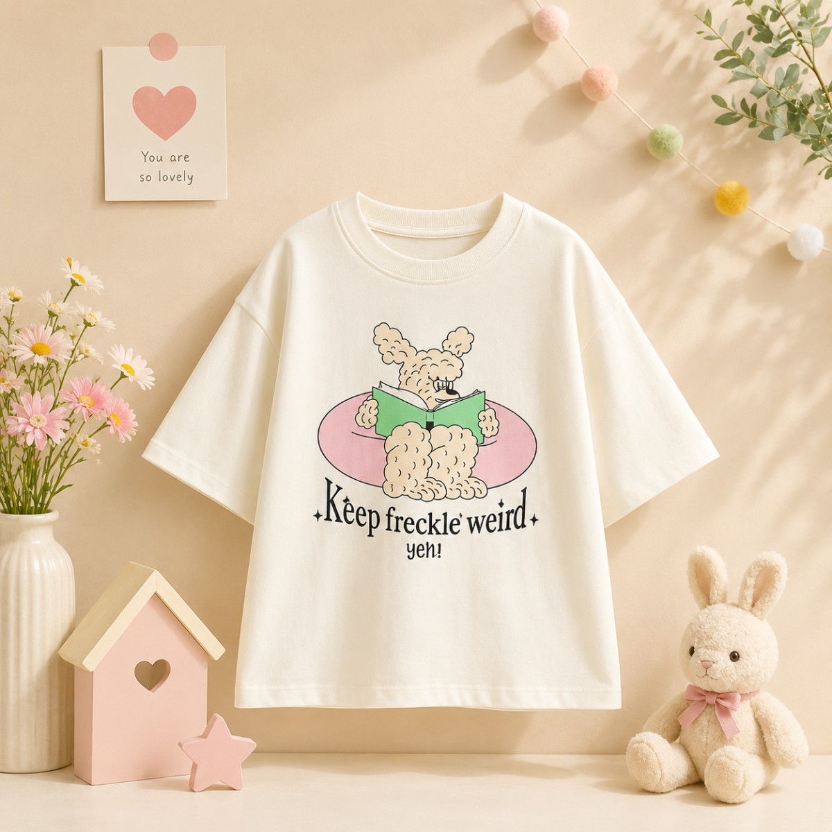 SunnyKids – Komfortabelt & sødt – Oversized T-shirt med tegneserieprint