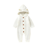 Thumbnail for SoftKnit –Varm og sød – strikket baby-jumpsuit med hætte