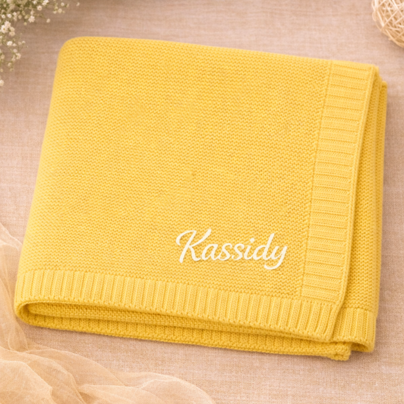 Personalized Baby Blanket – Blødt & unikt – Personligt broderet tæppe i bomuld