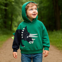 Thumbnail for DinoStyle – Varm og åndbar – hættetrøje med Triceratops-print
