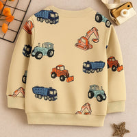 Thumbnail for TruckTales – Blød og varm - sweater med farverige byggekøretøjer