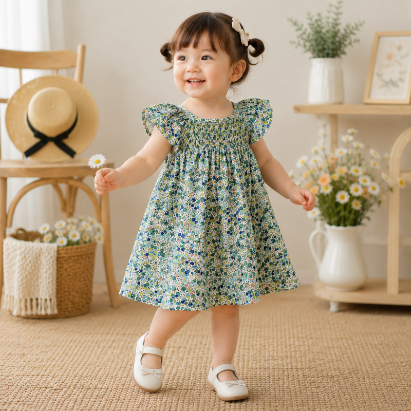 Floral Dress – Let og luftig – Pige-kjole med flagrende ærmer