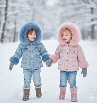 Thumbnail for FurDream – Denim Look – Vinterjakke med hætte