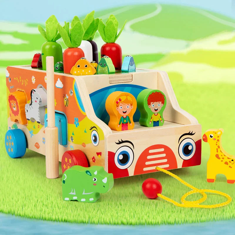 Montessori Animal Matching Toy – Lærerigt & interaktivt – Puslespil med legevogn