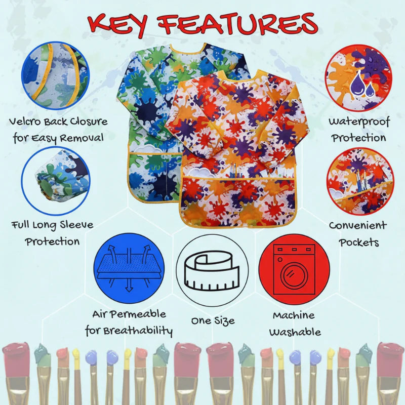 ArtEase – Farverig og vandafvisende – Malerskjorte til børn