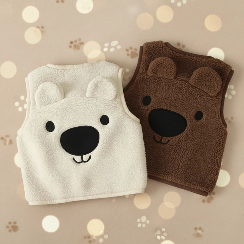 Baby Bear Fleece Vest – Varm og blød – Børnevest med bjørnemotiv