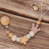 Thumbnail for Baby Pacifier Holder – Med namn – Personliga trä- och silikonpärlor