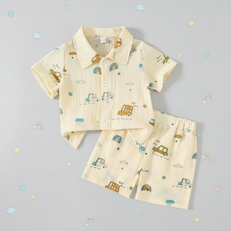 Dinosaur & Car Print Outfit – Cool & legesygt – sommer-tøjssæt
