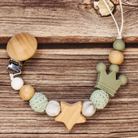Thumbnail for Baby Pacifier Holder – Med namn – Personliga trä- och silikonpärlor