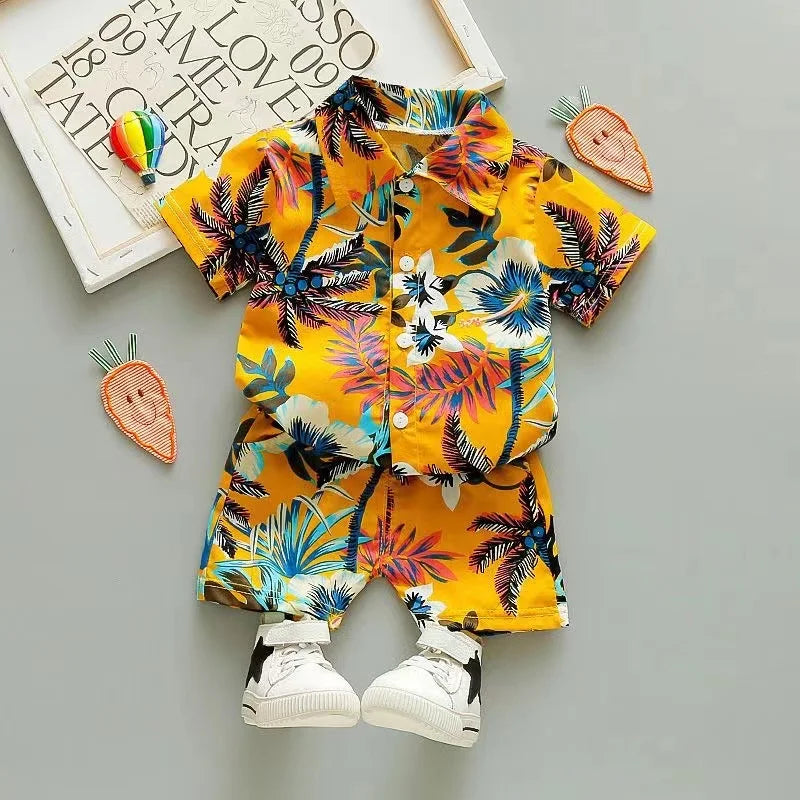Mini Fashion™ - Frisk og munter - Blomstret drengesæt