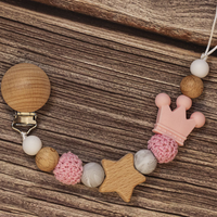 Thumbnail for Baby Pacifier Holder – Med namn – Personliga trä- och silikonpärlor