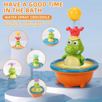 Thumbnail for Light Up Crocodile Bath Toy – Interaktivt & vandleg – Krokodille-springvand, bade-legetøj