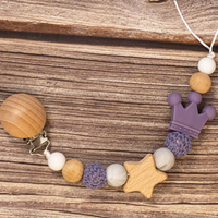 Thumbnail for Baby Pacifier Holder – Med namn – Personliga trä- och silikonpärlor