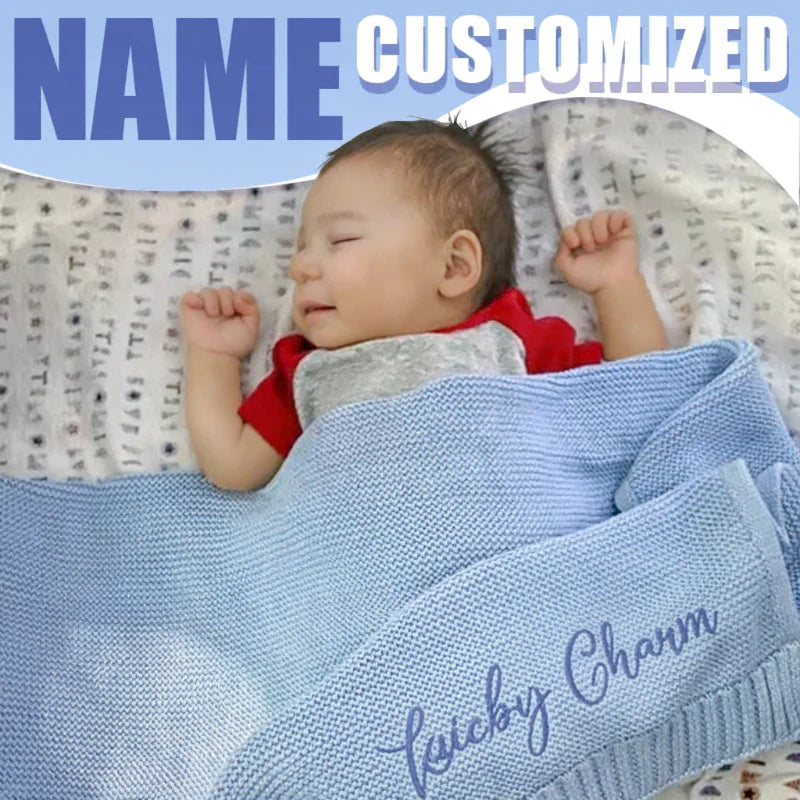 Personalized Baby Blanket – Blødt & unikt – Personligt broderet tæppe i bomuld