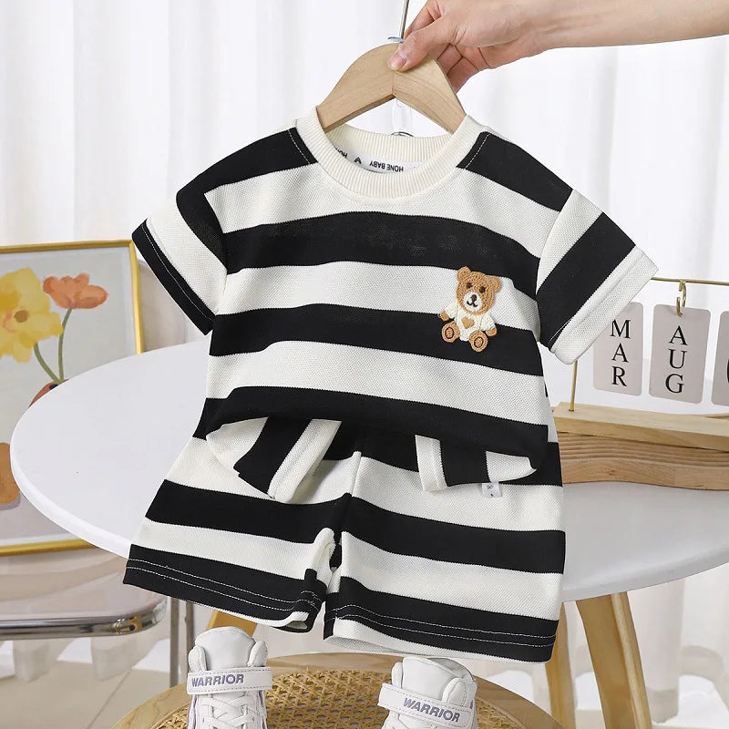 Mini Fashion™ - Stripes Fun - Shorts sæt i bomuld