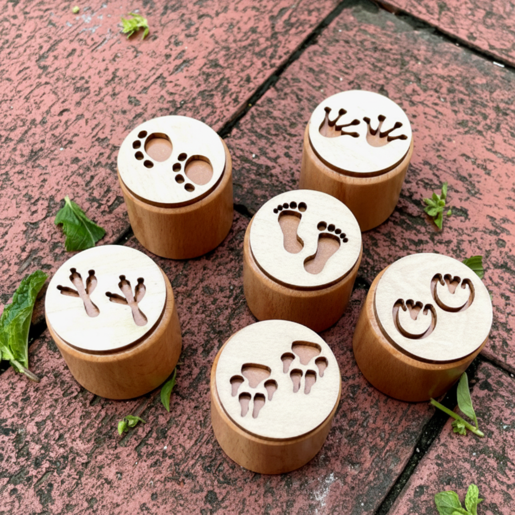 WoodStamp – Montessori & Kreativt – 6 stk. leirstempler af træ