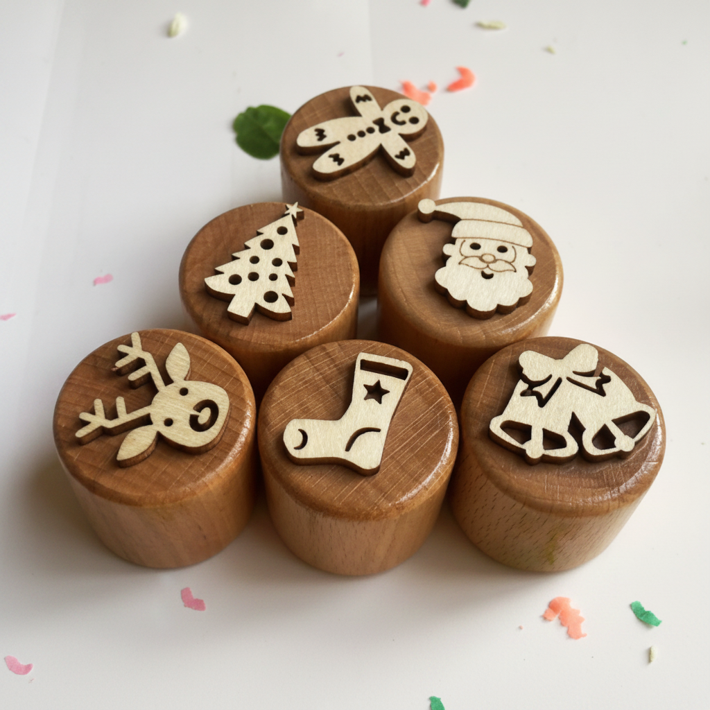 WoodStamp – Montessori & Kreativt – 6 stk. leirstempler af træ