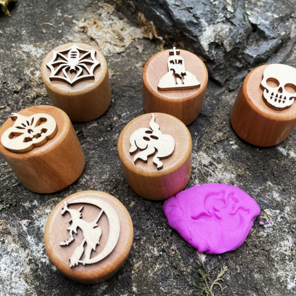 WoodStamp – Montessori & Kreativt – 6 stk. leirstempler af træ