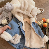 Thumbnail for Girls Bunny Denim Coat – Varm & behagelig – Børnejakke