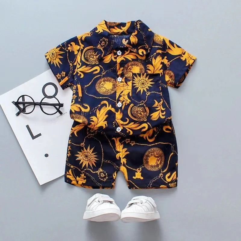 Mini Fashion™ - Frisk og munter - Blomstret drengesæt