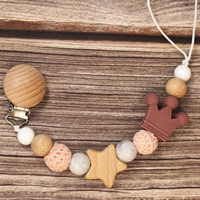 Thumbnail for Baby Pacifier Holder – Med namn – Personliga trä- och silikonpärlor