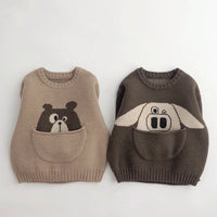 Thumbnail for Mini Fashion™ - Sødt print med lomme - Dyresweater