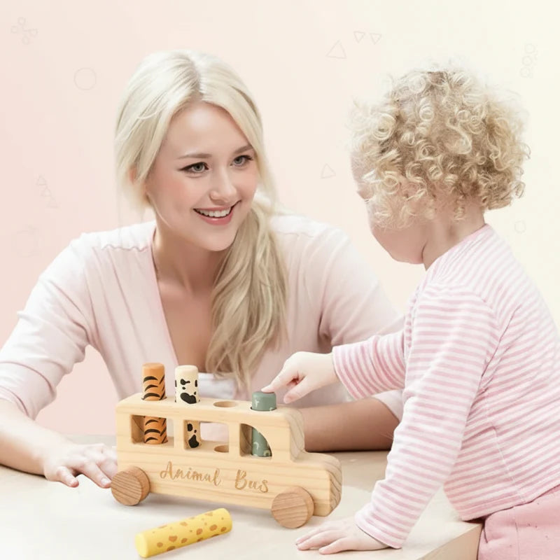 PressBus – Montessori & Lærerigt – Træ Tryk Legebus