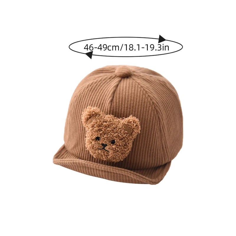 Mini Fashion - Cool & sød - Corduroy børnehat med bjørn