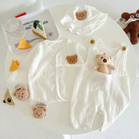 Thumbnail for Mini Fashion™ - Kølig og behageligOff-white - Baby-havebukser med hue