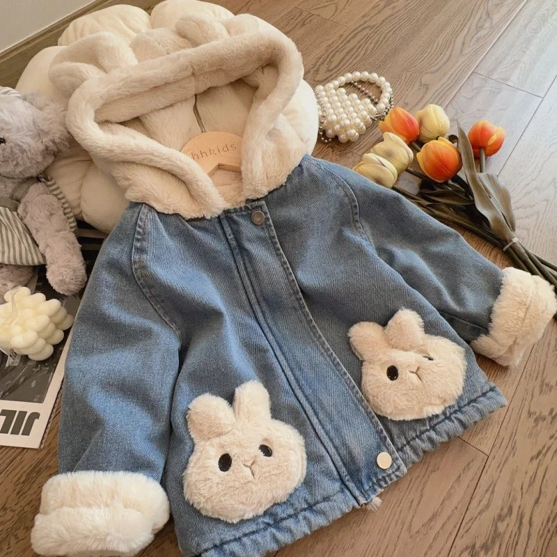 Girls Bunny Denim Coat – Varm & behagelig – Børnejakke
